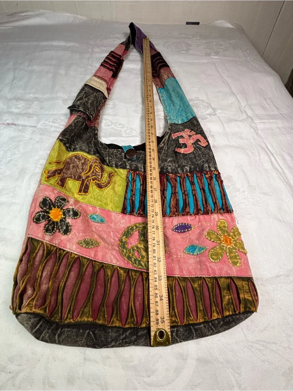 Nepal 100% Cotton Boho Patchwork Hobo Bag Elephant Om Peace Hippie Purse